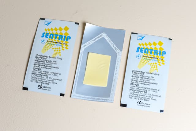 Sentrip oral strips with actual product visible